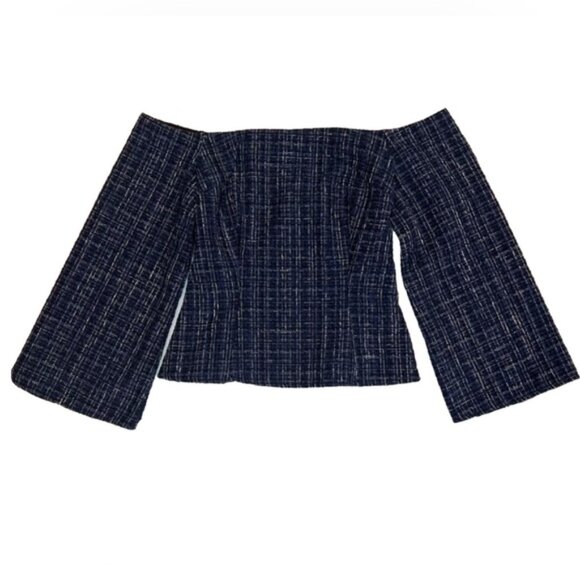 NWT ZARA Tweed Textured Off Shoulder Top Flare Sleeve 8741/257/030 Size XS - Picture 8 of 16